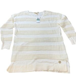 Michael Kors Cream Striped Knit Sweater Tunic – Size S (NWT)